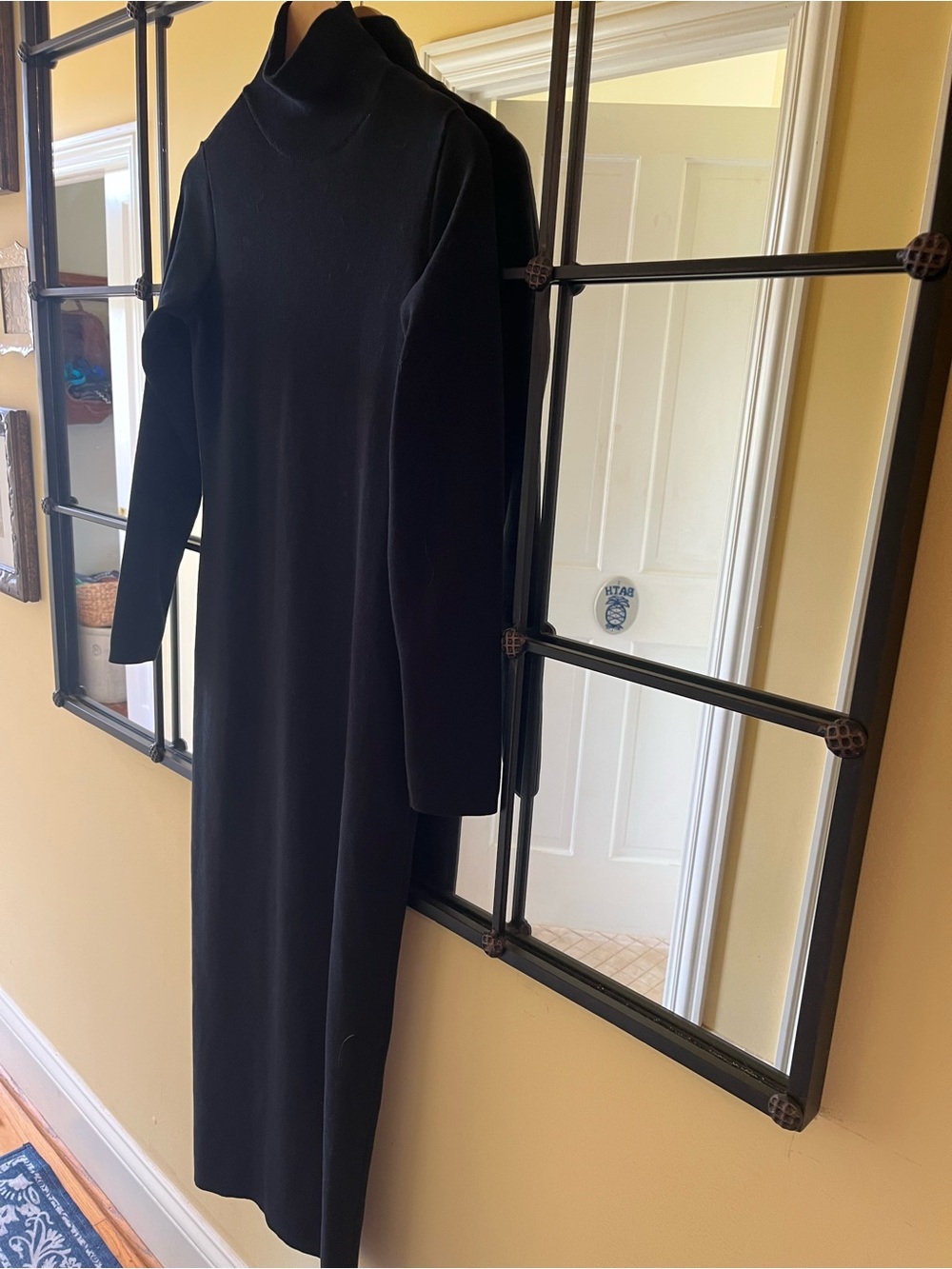 Peruvian Connection Black Turtleneck Maxi Dress with Sleek Silhouette